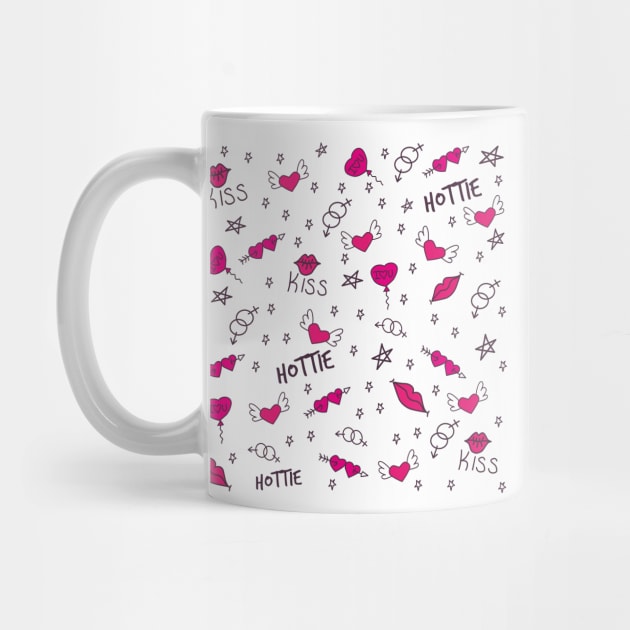 Hearts and kisses doodle pattern by Bubsart78